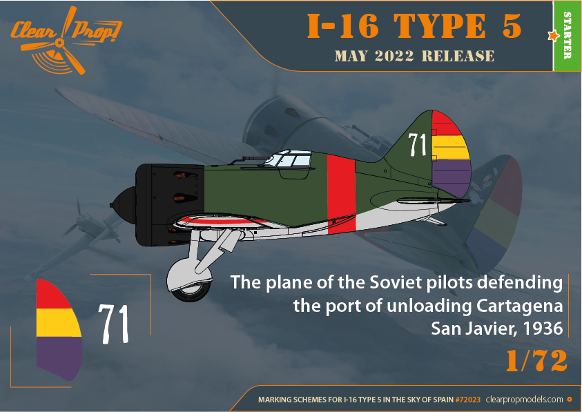 Clear Prop! CP72023 I-16 Type 5 In the sky of Spain STARTER KIT 1/72 – immagine 8
