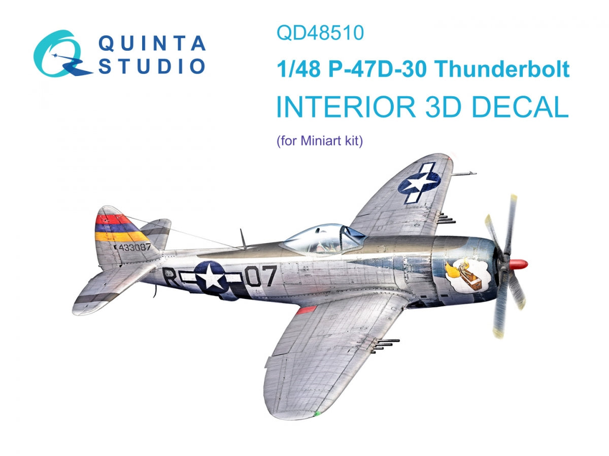Quinta Studio QD48510 P-47 D-30 3D-Printed colored Interior on decal paper (Miniart) 1/48