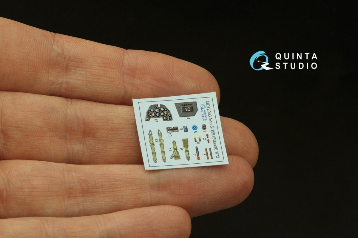 Quinta Studio QD72063 Avia S-199 3D-Printed &amp;amp; colored Interior on decal paper (Eduard) 1/72 – imagen 3