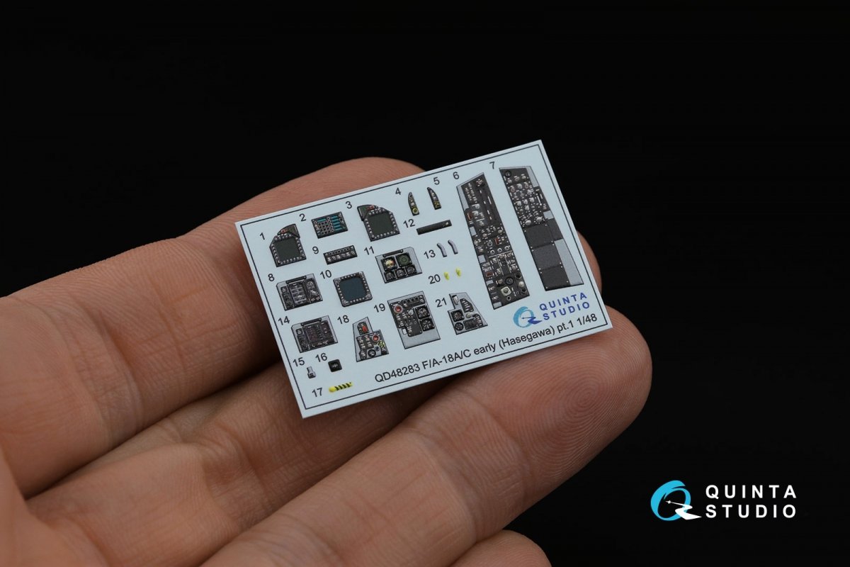 Quinta Studio QDS-48283 F/A-18A / C early 3D-Printed &amp;amp; colored Interior on decal paper (Hasegawa) (Small version) 1/48 – image 5