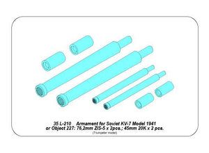 Aber 35L-210 Armament for Soviet KV-7 76mm x 2 pcs.; 45mm x 2pcs. (1/35) – image 4
