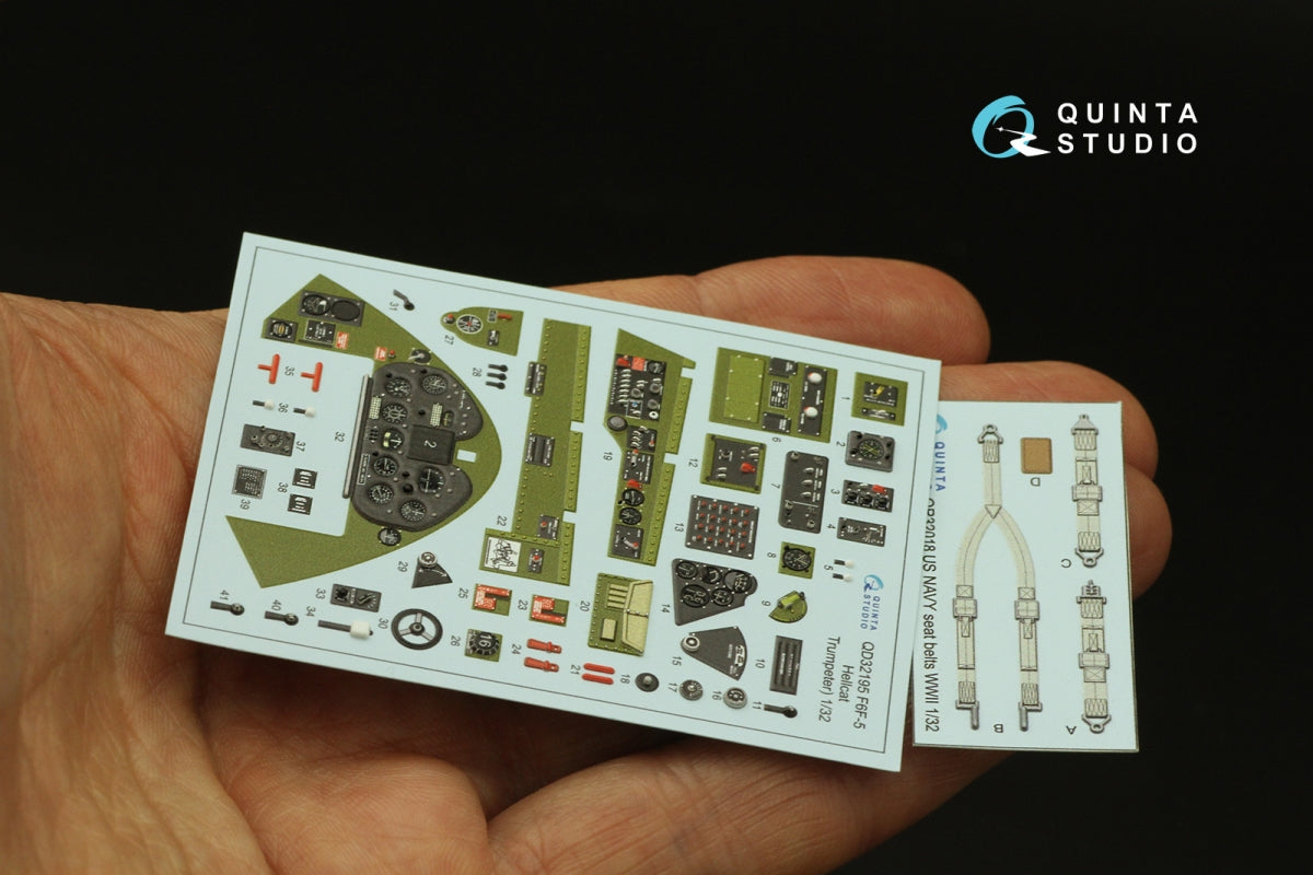 Quinta Studio QD32195 F6F-5 Hellcat 3D-Printed &amp;amp; colored Interior on decal paper (Trumpeter) 1/32 – obrázek 5