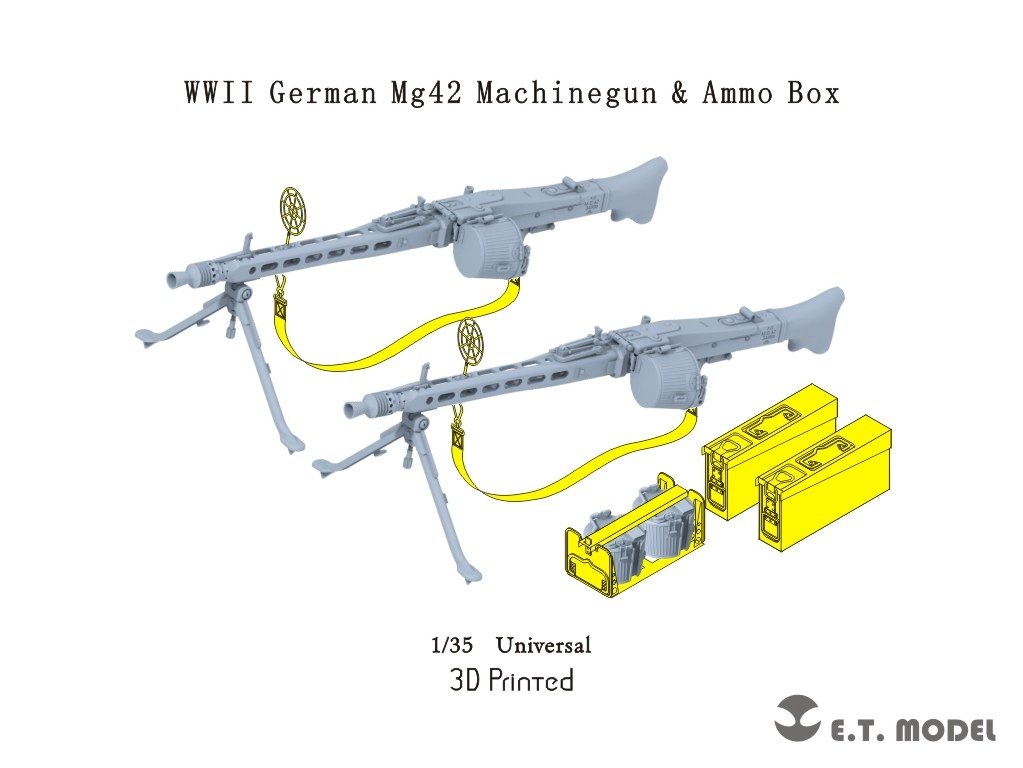 ET Model P35-217 WWII German Mg42 Machinegun &amp; Ammo Box (3D Print) 1/35