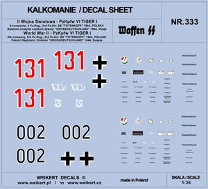 Weikert Decals DEC333 PzKpfw VI TIGER - SS Totenkopf Division and Grossdeutschland Division - 1944 - vol.2 1/35