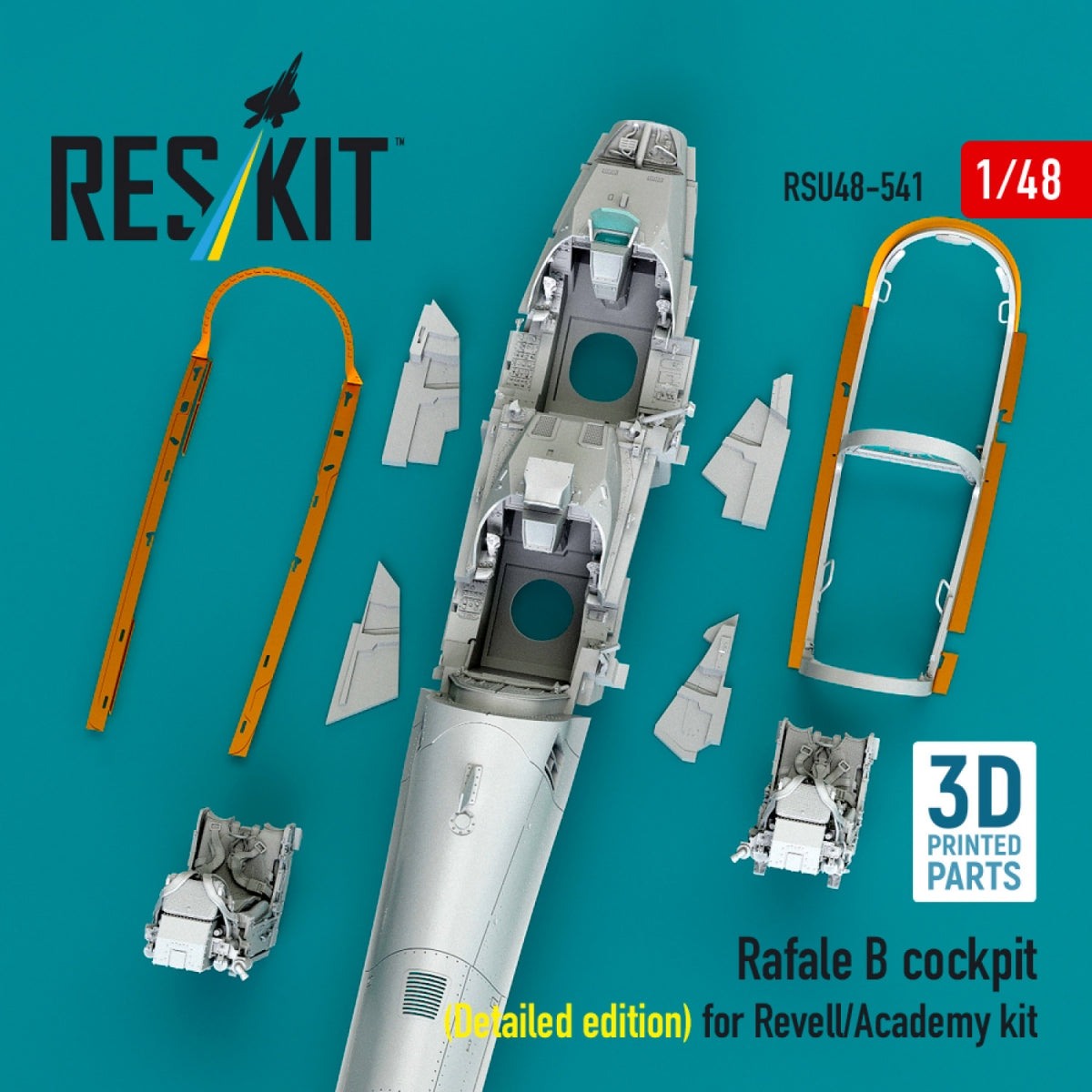 RESKIT RSU48-0541 Rafale B cockpit cockpit (Detailed edition) for Revell/Academy kit (3D Printed) 1/48
