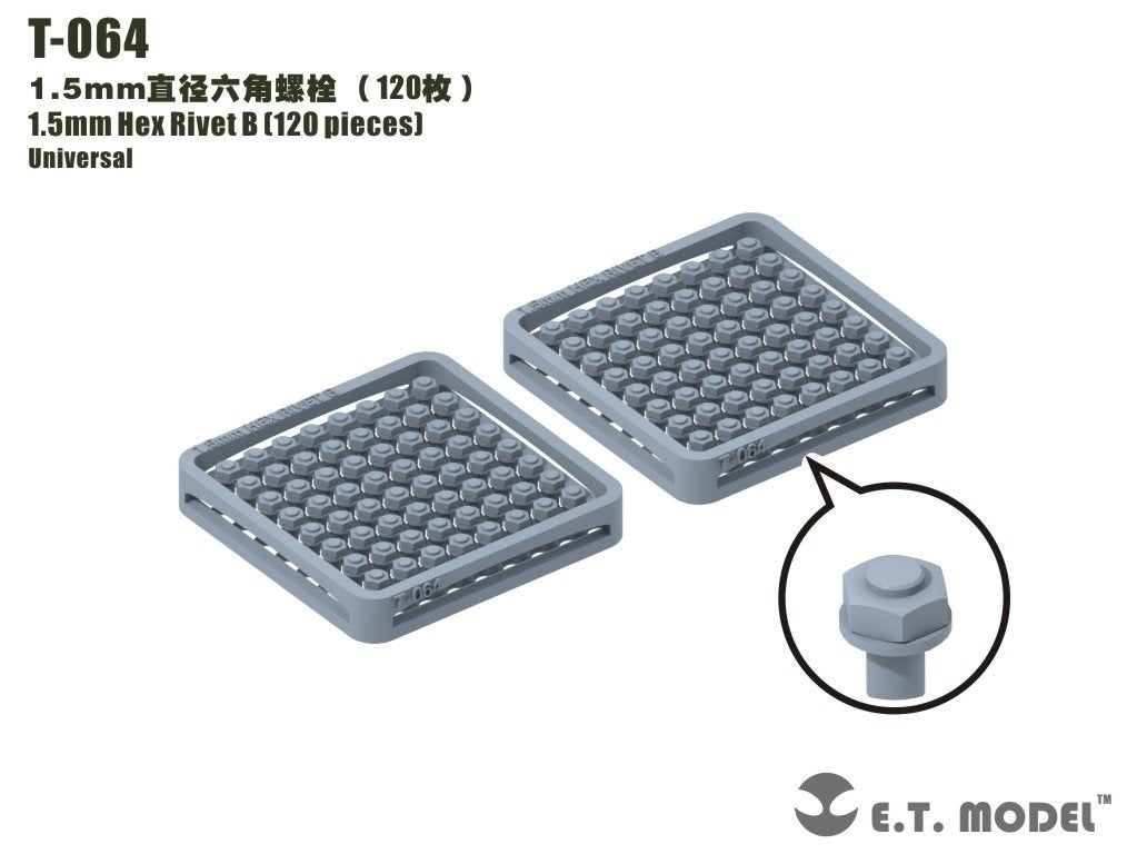 ET Model T-064 1.5mm Hex Rivet (240 pieces) (rivets)