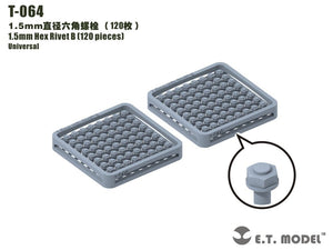 ET Model T-064 1.5mm Hex Rivet (240 pieces) (rivets)