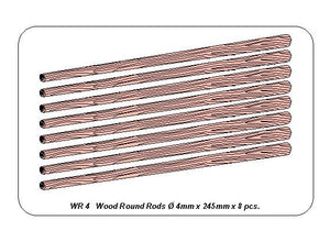Aber WR4 Wooden rods 4mm length 250mm x 8 pcs. – immagine 3