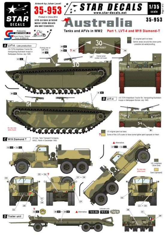 Star Decals 35-953 Australian Tanks and AFVs #1 1/35