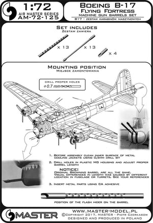 Master AM-72-125 Boeing B-17 Flying Fortress Machine gun barrels set 1/72 – image 4
