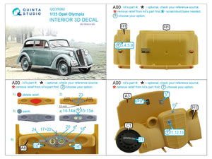 Quinta Studio QD35082 1937 Opel Olympia 3D-Printed &amp;amp; colored Interior on decal paper (Bronco) 1/35 – Bild 2