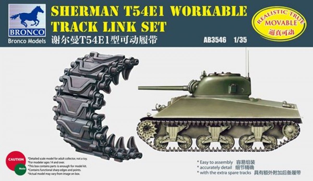 Bronco AB3546 Sherman T54E1 Kit de chenilles fonctionnelles 1/35