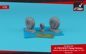 Armory Models AW72349 B-17B/C/D/E/F Flying Fortress wheels w/ weighted tires type “a” (GY) &amp;amp; PE hubcaps 1/72