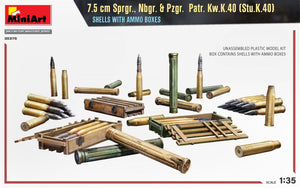 MiniArt 35375 7.5 cm Sprgr., Nbgr. &amp;amp; Pzgr. See Kw.K.40 (Stu.K.40) SHELLS WITH AMMO BOXES 1/35 – image 2