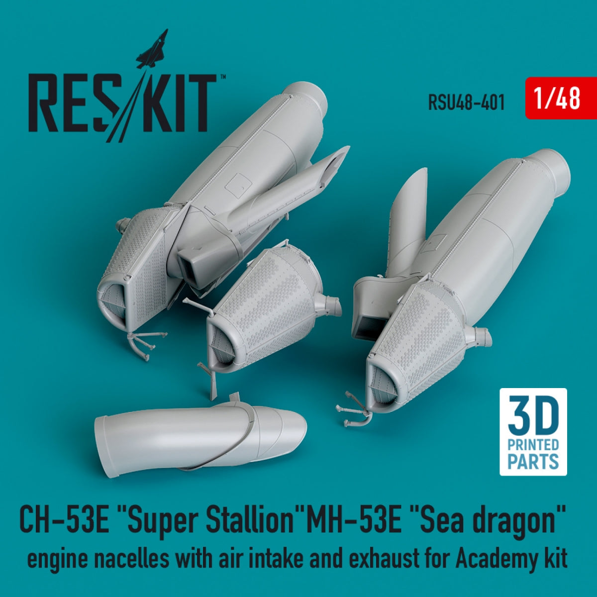 RESKIT RSU48-0401 Nacelles de moteurs CH-53E « Super Stallion » et MH-53E « Sea Dragon » avec entrée d&amp;#39;air et échappement pour maquette Academy (impression 3D) 1/48 – image 2