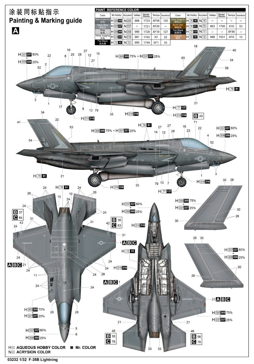 Trumpeter 03232 F-35B Lightning 1/32 – immagine 3