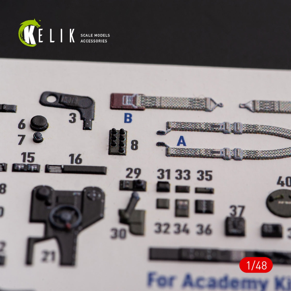 KELIK K48108 P-38F &amp;quot;Lightning&amp;quot; - interior 3D decals for Academy kit 1/48 – obrázek 8