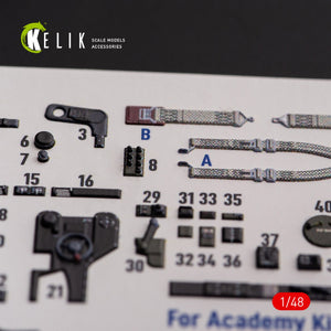 KELIK K48108 P-38F &amp;quot;Lightning&amp;quot; - interior 3D decals for Academy kit 1/48 – obrázek 8