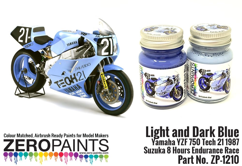 Zero Paints ZP-1210 Light and Dark Blue Yamaha YZF 750 Tech 21 Paint Set 2x30ml – image 3