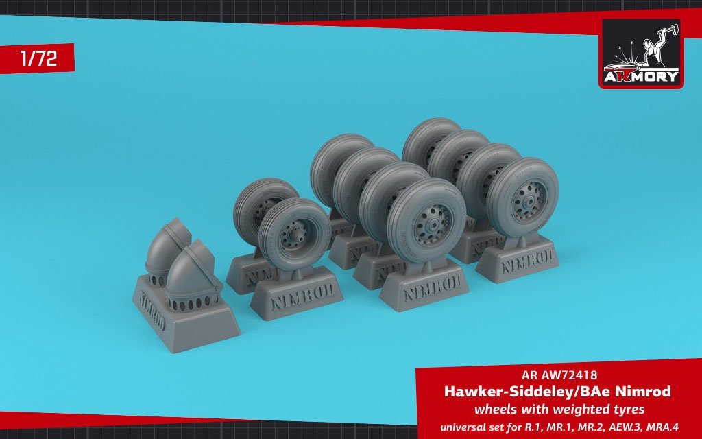Armory Models AW72418 BAe Nimrod wheels w/ weighted tires 1/72 – immagine 2
