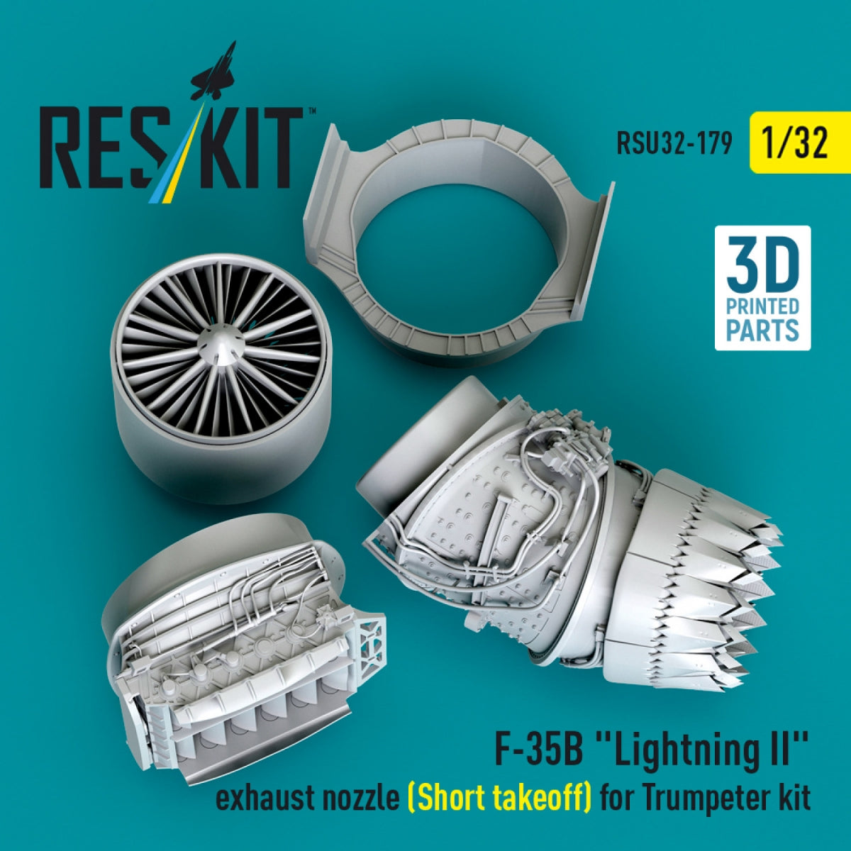 RESKIT RSU32-0179 F-35B &amp;quot;Lightning II&amp;quot; exhaust nozzle (Short takeoff) for Trumpeter kit (3D printed) 1/32 – obrázek 4