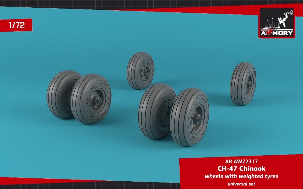 Armory Models AW72317 CH-47 Chinook wheels w/ weighted tires 1/72 – image 3