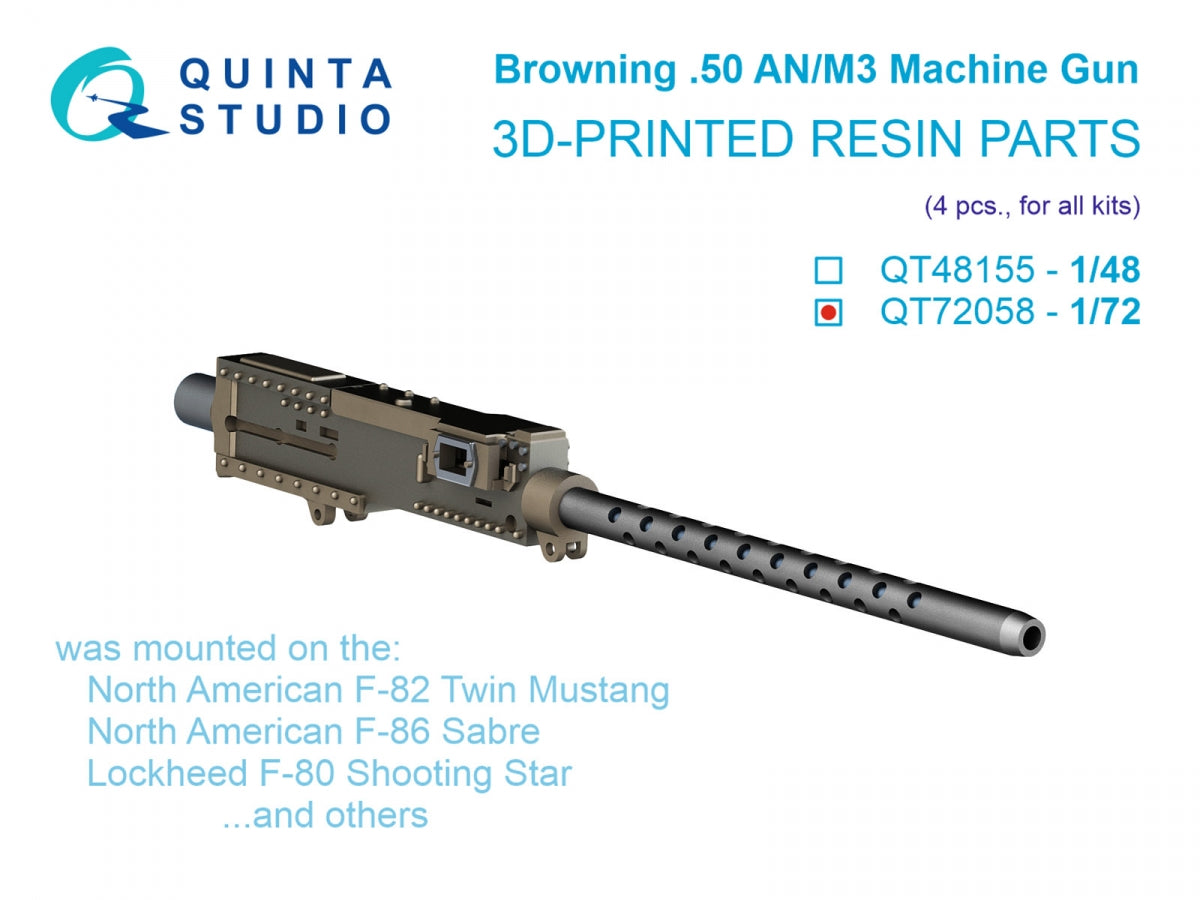 Quinta Studio QT72058 Browning .50 ANM3 Machine Gun, 4 pcs (for all kits) 1/72