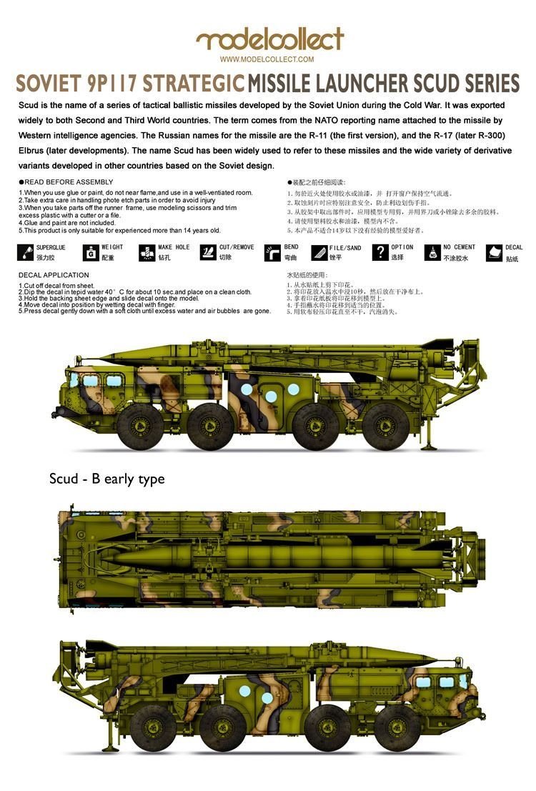 Modelcollect UA72138 Soviet (9P117M1) Laungher with R17 rocket of 9K72 missile complex &amp;quot;ELBRUS&amp;quot; (SCUD B) 1/72 – image 2