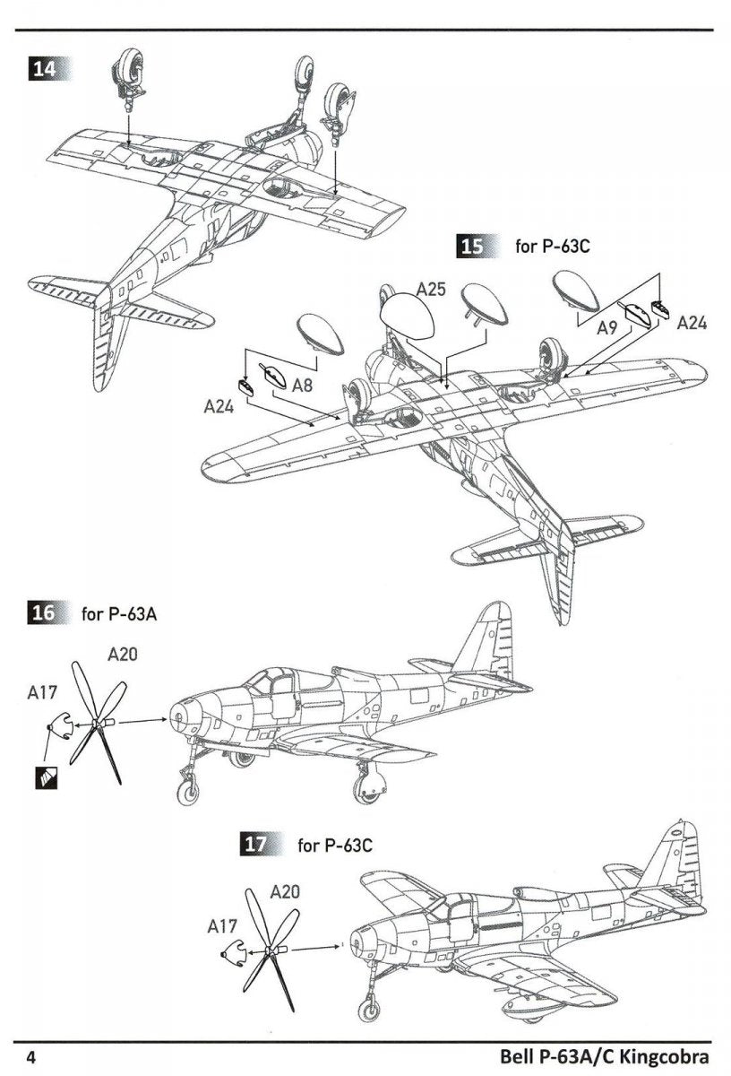 Dora Wings 14401 BELL P-63A P-63C KINGCOBRA Fighter DOUBLE KIT 1/144 – obrázek 4