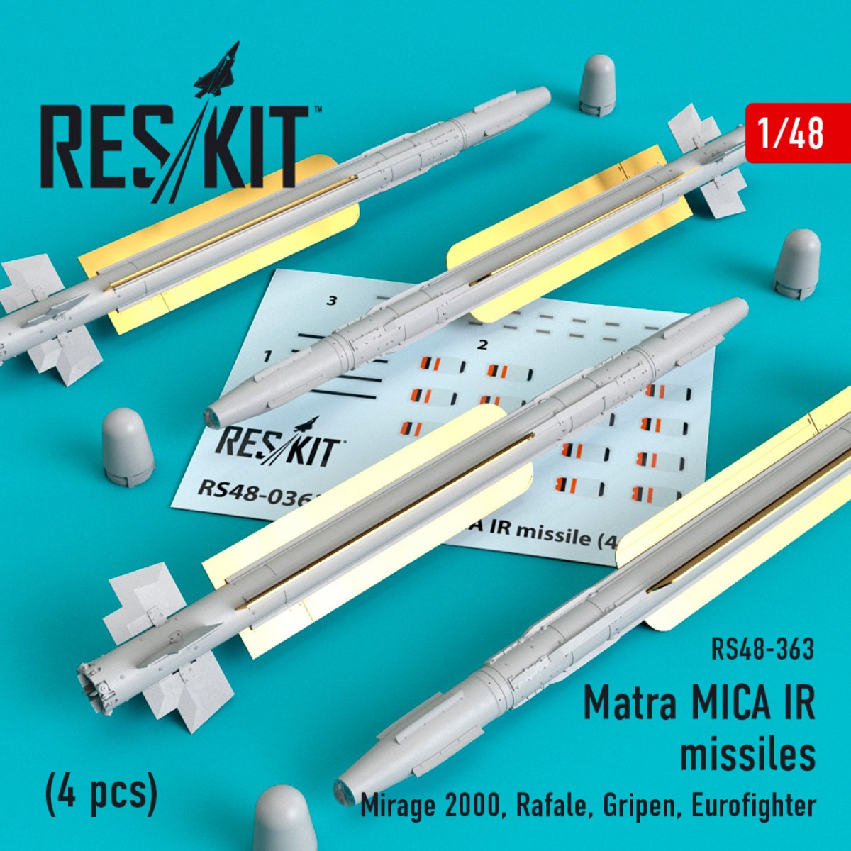 RESKIT RS48-0363 MATRA MICA IR MISSILES (4PCS) 1/48