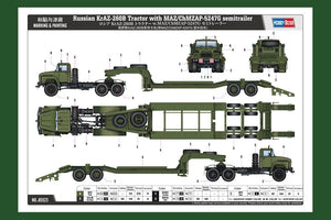 Hobby Boss 85523 Russian KrAZ-260B Tractor with MAZ/ChMZAP-5247G semitrailer 1/35 – obrázek 3