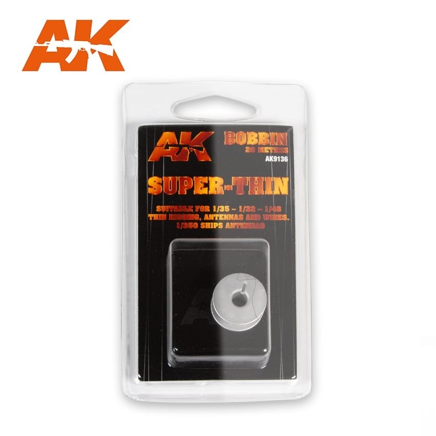 AK Interactive AK9136 ELASTIC RIGGING BOBBIN SUPER-THIN 0.045 mm