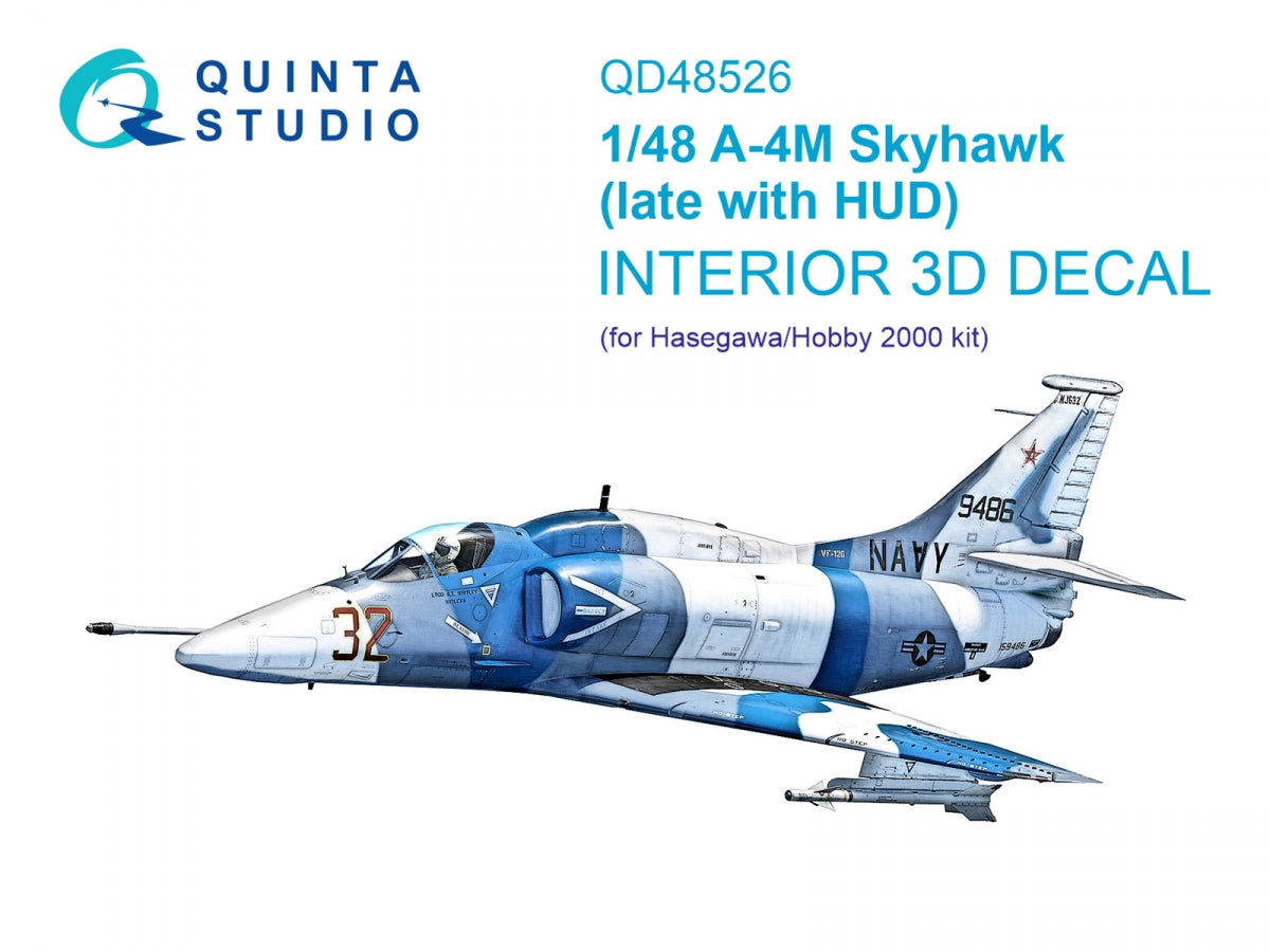 Quinta Studio QD48526 A-4M late 3D-Printed &amp;amp; colored Interior on decal paper (Hasegawa/Hobby2000) 1/48
