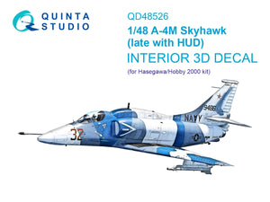 Quinta Studio QD48526 A-4M late 3D-Printed &amp;amp; colored Interior on decal paper (Hasegawa/Hobby2000) 1/48