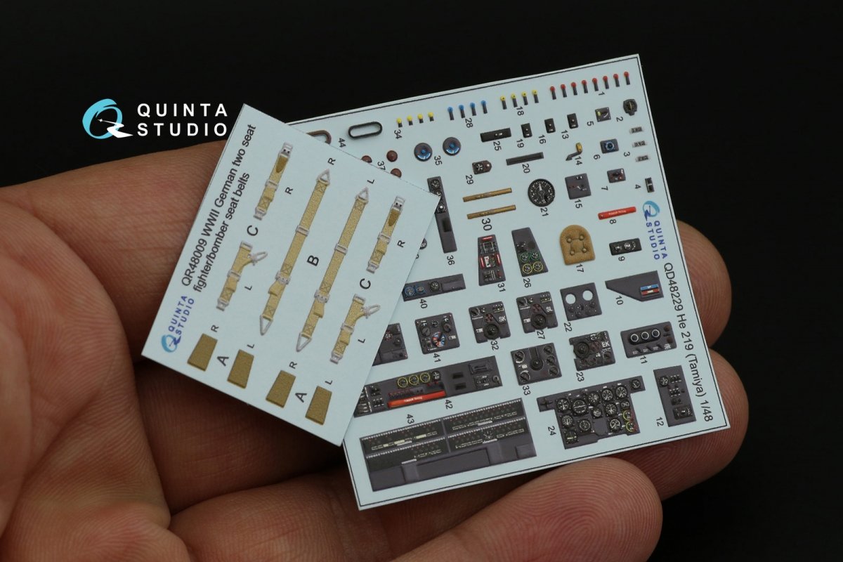 Quinta Studio QD48229 He 219 3D-Printed &amp;amp; colored Interior on decal paper (Tamiya) 1/48 – image 12