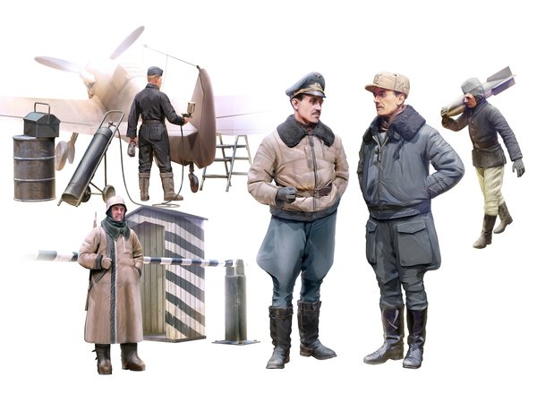 ICM 48086 WWII German Luftwaffe Pilots and Ground Personnel in Winter Uniform 1/48