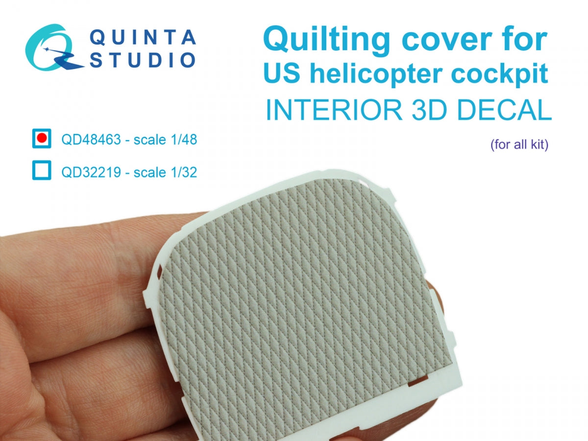 Quinta Studio QD48463 Quilting cover for US helicopter cockpit. 3D-Printed colored Interior on decal paper (All kits) 1/48
