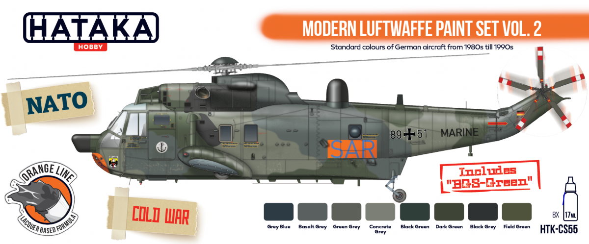 Hataka HTK-CS55 ORANGE LINE – Modern Luftwaffe paint set vol. 2 8x17ml – obrázek 2