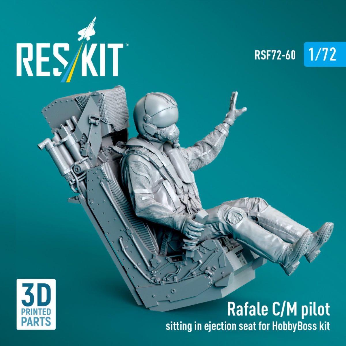 RESKIT RSF72-0060 Rafale C/M pilot sitting in ejection seat for HobbyBoss kit (1 pcs) (3D Printed) 1/72