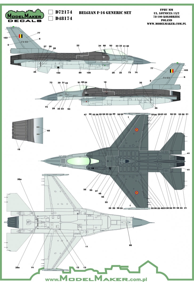 ModelMaker Decals D48174 Belgian f-16 insignias &amp;amp; stencils-generic set 1/48 – image 2