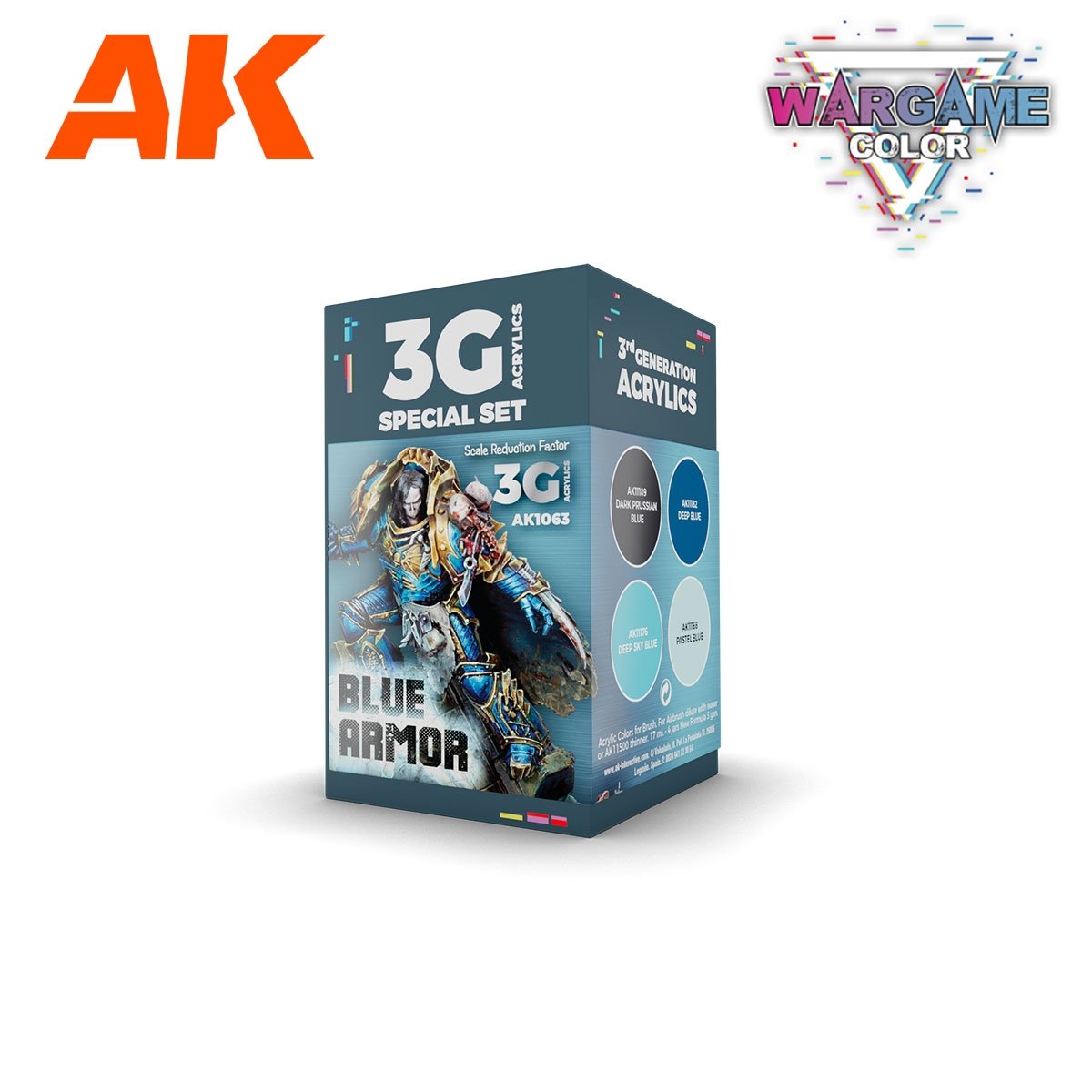 AK Interactive AK1063 WARGAME COLOR SET. BLUE ARMOR. 4x17 ml