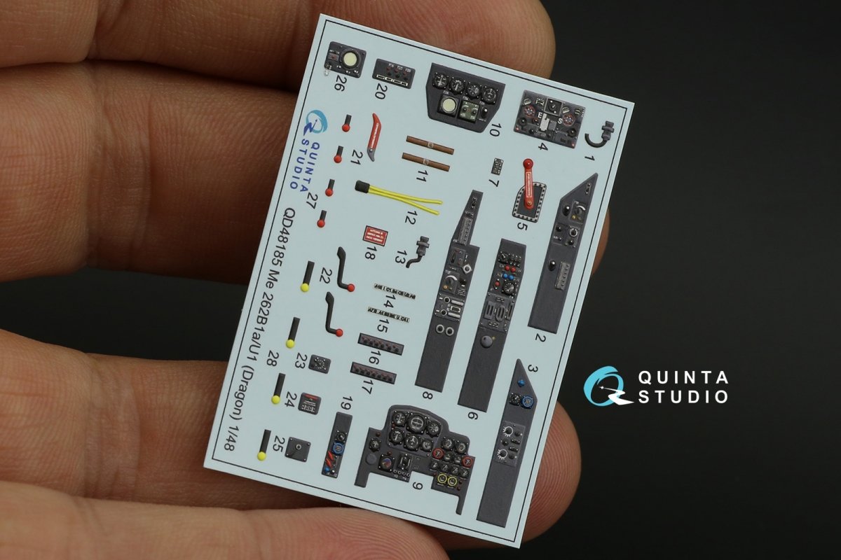 Quinta Studio QD48185 Me 262B-1a/U1 3D-Printed &amp;amp; colored Interior on decal paper (for Dragon ) 1/48 – obrázek 4