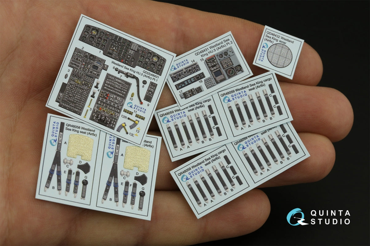 Quinta Studio QD48431 Westland Sea King HU.5 3D-Printed &amp;amp; colored Interior on decal paper (Airfix) 1/48 – imagen 3