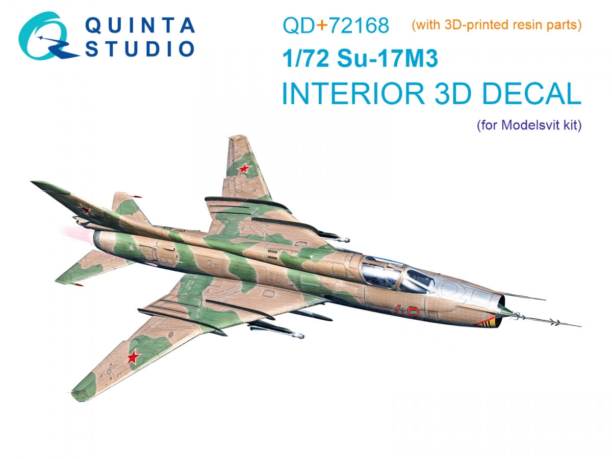 Quinta Studio QD+72168 Su-17M3 3D-Printed colored Interior on decal paper (Modelsvit) (with 3D-printed resin part) 1/72
