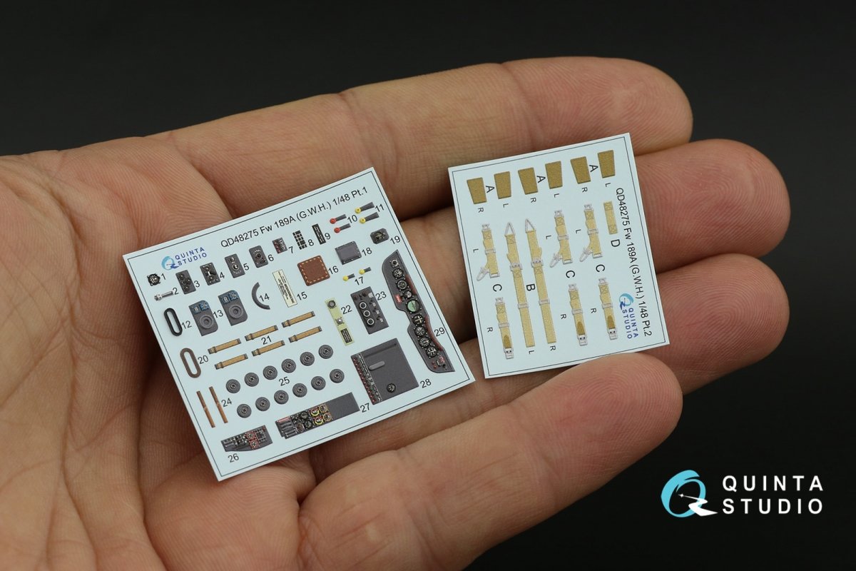 Quinta Studio QD48275 Fw 189A 3D-Printed &amp;amp; colored Interior on decal paper (GWH) 1/48 – image 4