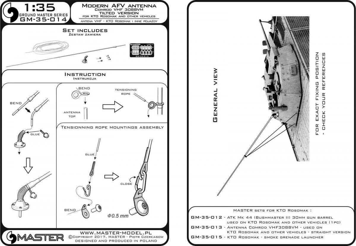 Master GM-35-014 Comrod VHF3088VM Antenna - used on KTO Rosomak and other vehicles (1 pc.) - version with a bent base (1/35) – image 5