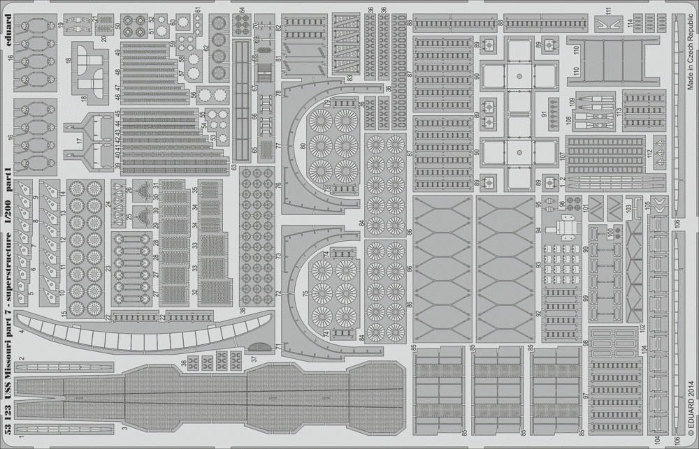 Eduard 53123 USS Missouri part 7 - superstructure TRUMPETER 1/200 – obrázek 2