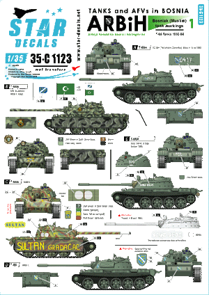 Star Decals 35-C1123 ARBiH - Armija Republike Bosne i Hercgovine (Muslim). T-55A tanks 1992-95 1/35