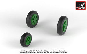 Armory Models AW32010 Mikoyan MiG-21 Fishbed wheels w/ weighted tires, mid 1/32 – image 3