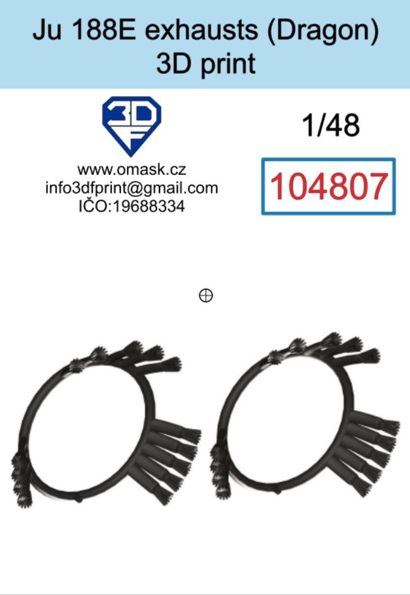 Omask 104807 Ju 188E exhaust (Dragon) 3D print 1/48
